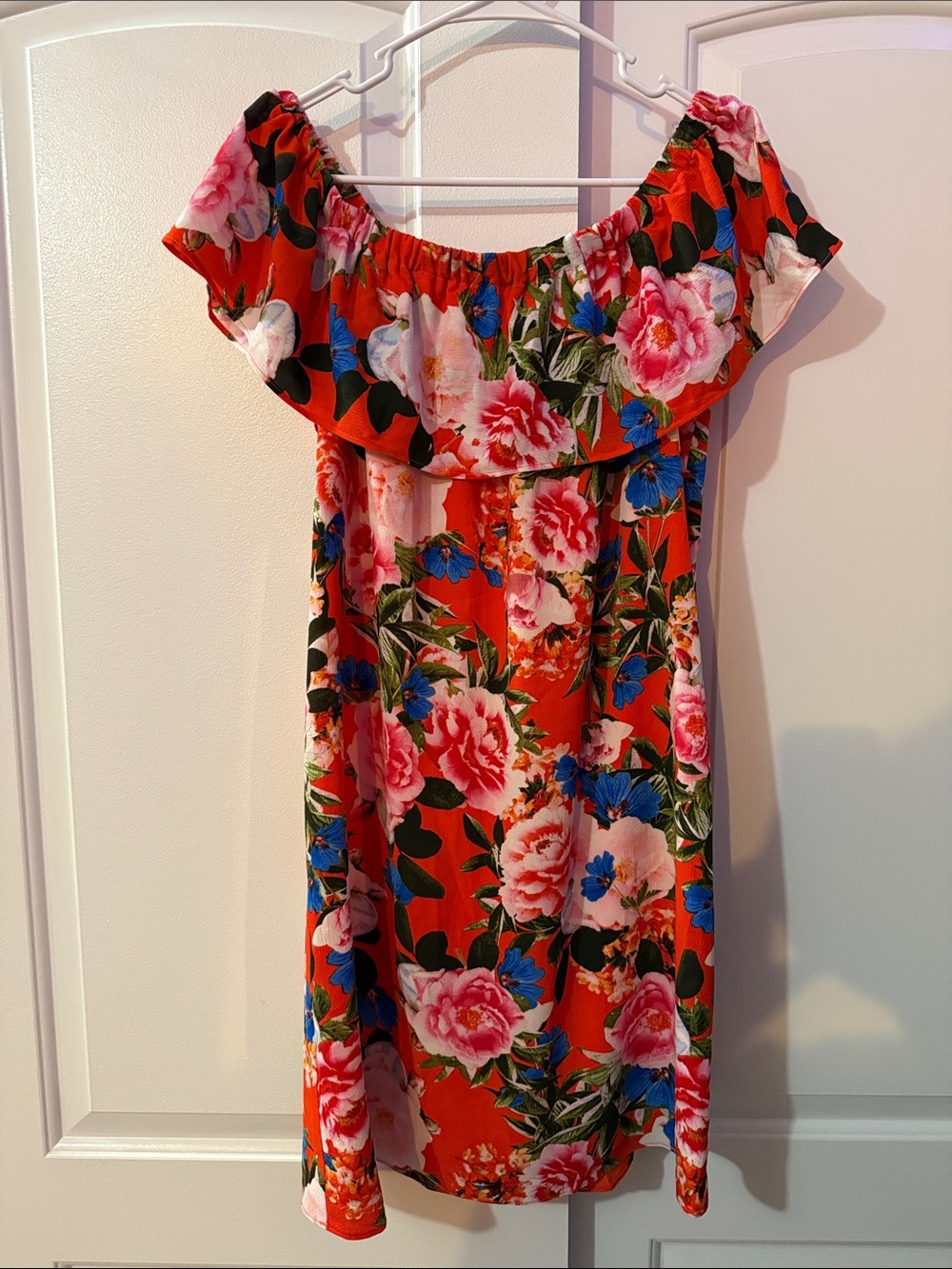 Rose & Olive Floral Print Dress - Orange, Pink, Blue & Green